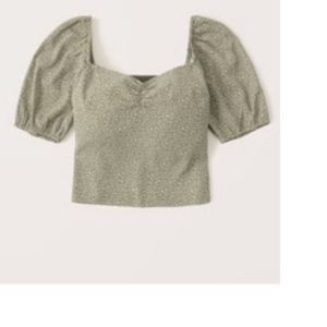 A&f xs GREEN AND WHITE DOTTED BLOUSE